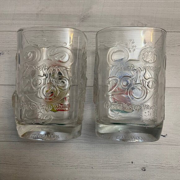 Walt Disney World Celebration McDonalds 2000 Mickey Mouse Glass Cups - Set of 2 - Picture 3 of 8